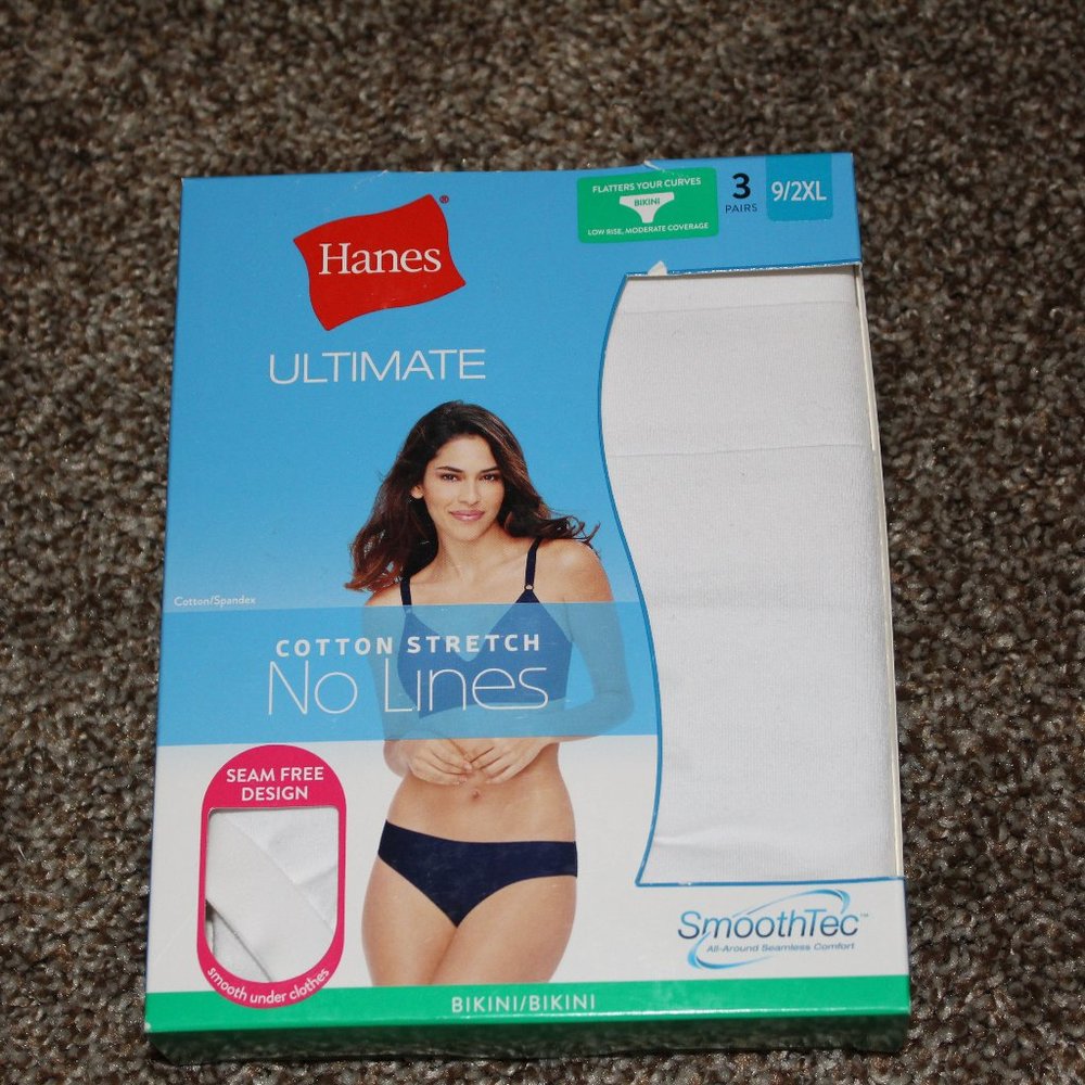 NWT 3 pr. Hanes Bikini Panties Cotton Stretch 9/2XL